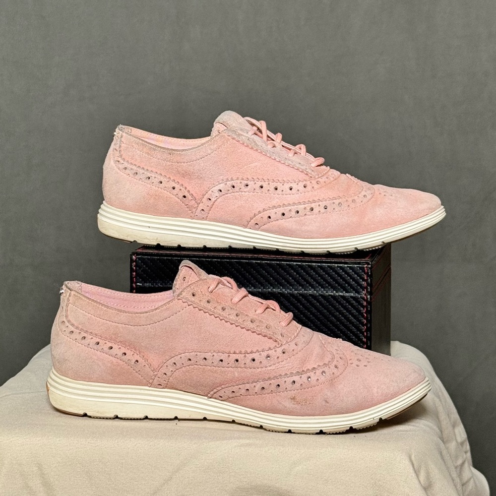 Cole Haan Grand Tour Oxford Suede Sneakers in Baby Pink